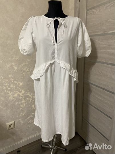 Платье из хлопка белое zara s