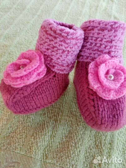 Пинетки вязаные для новорожденных
