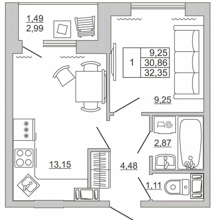 1-к. квартира, 32,4 м², 5/11 эт.