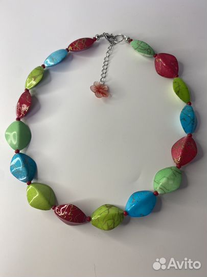 Крупные разноцветные бусы пластик 46 см