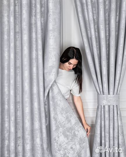 Шторы мрамор Зарина Стальной