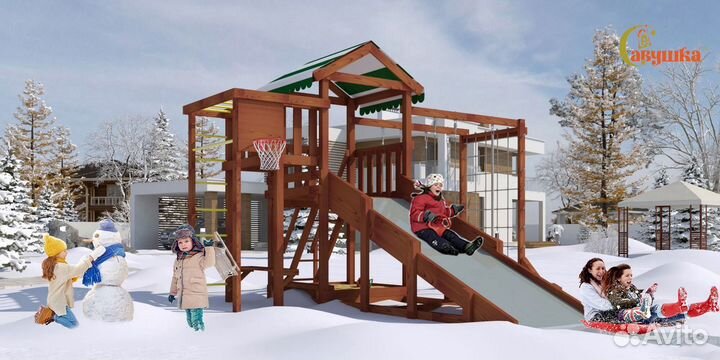 Площадка для улицы Савушка 4 сезона Мастер 4 Махаг