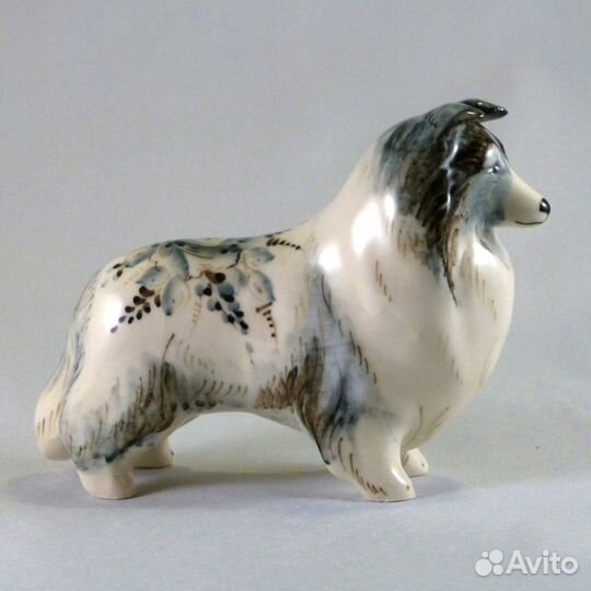 Шелти статуэтка из фарфора Гжель