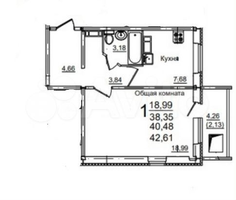 1-к. квартира, 42,6 м², 7/10 эт.