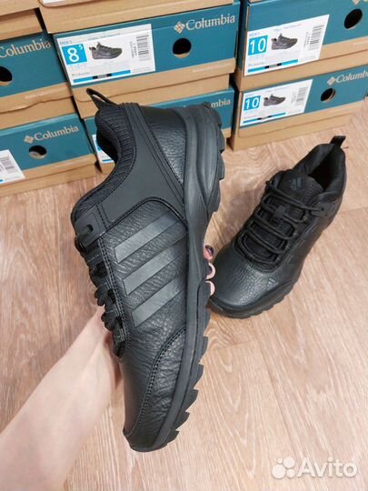 Кроссовки мужские кожаные черные Adidas 40 41 42