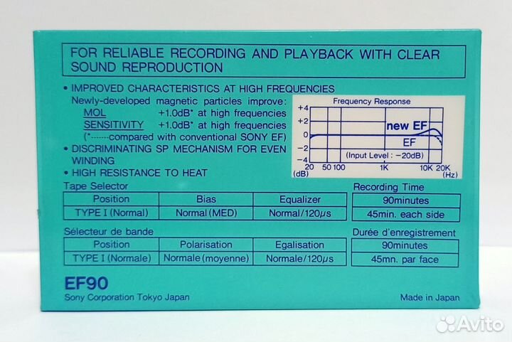 Аудиокассета sony EF 90 Improved Новая