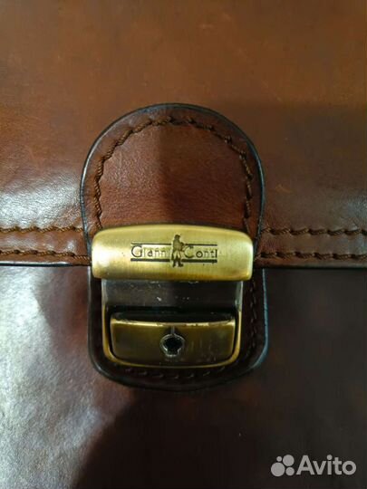 Мужской кожаный портфель коричневый Италия