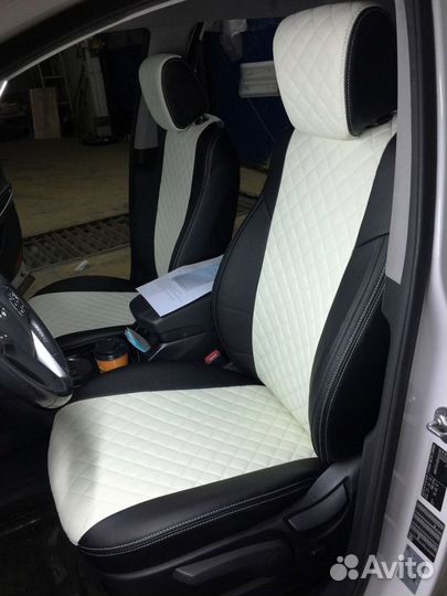 Чехлы на сидения Автопилот черный+белый ромб