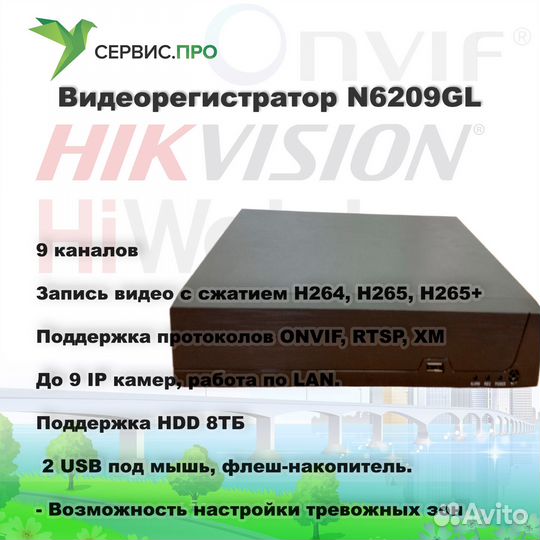 Регистратор для IP-видеонаблюдения 9-канальный
