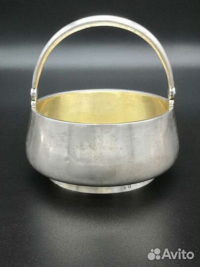 Серебряная сахарница с ручкой. (84 проб) 254 гр