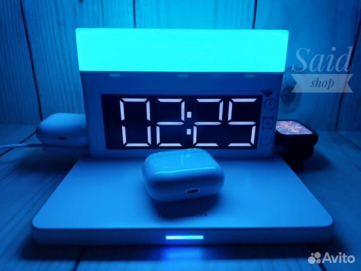 Ночник светильник с беспроводной зарядкой 3в1