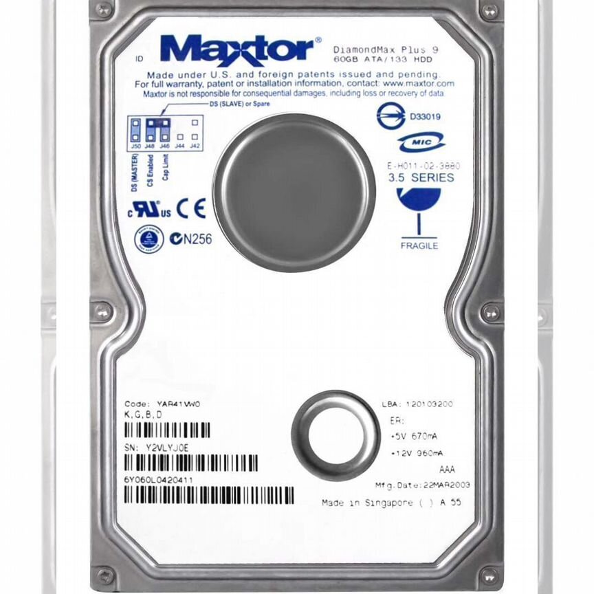 [6Y060L0] Жесткий Диск Maxtor 60gb 7200 Ide 3.5" Hdd 6y060l0