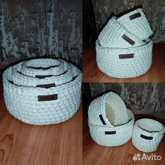 Вязаные корзинки ручной работы