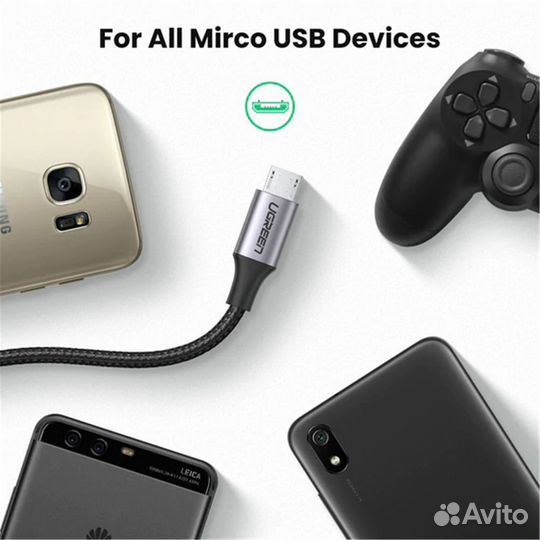 Кабель micro USB-USB 2.0, в оплетке нейлоновой 1,0