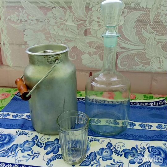 Бидон алюминиевый 3л и графин тонкое стекло СССР