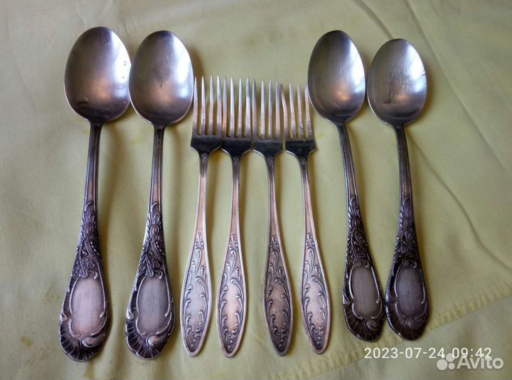 Ложки-вилки мельхиоровые. СССР