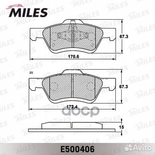 Колодки тормозные дисковые перед E500406 Miles