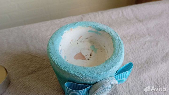 Голубой подсвечник ручной работы