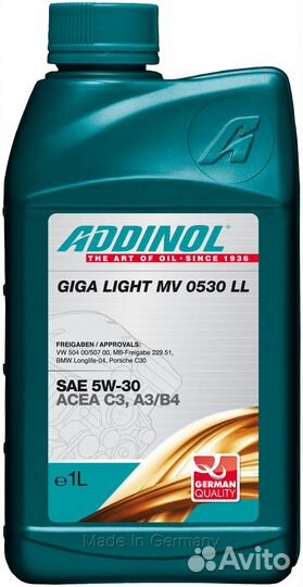 5w-30 addinol Giga Light LL 1л