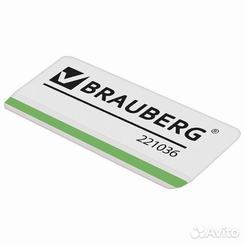 Ластик brauberg Partner, 57х18х8 мм, белый, прямоу