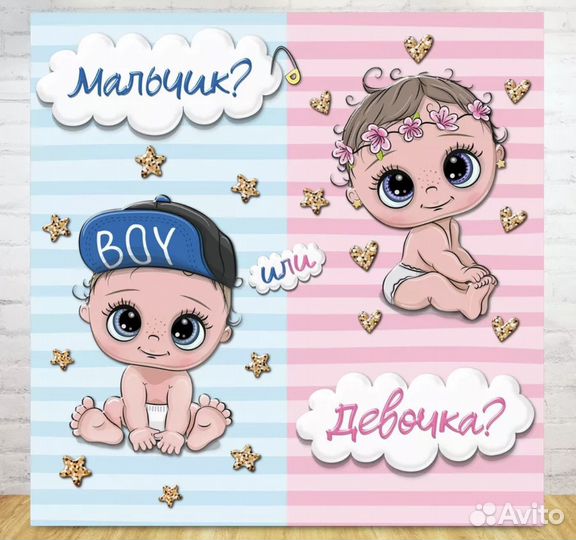 Баннер для гендер пати gender party 2*2 метра