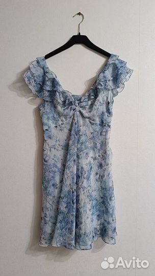 Голубое с цветами платье Befree 48 размер L