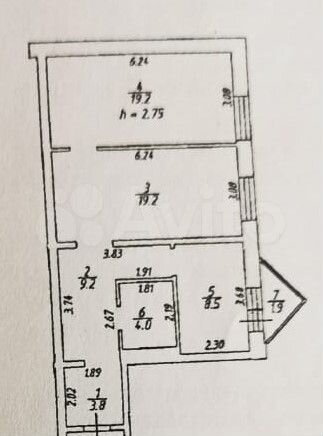 2-к. квартира, 63,9 м², 7/16 эт.