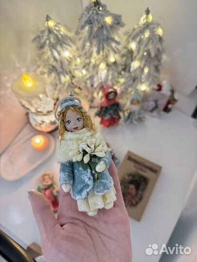 Ватная елочная игрушка ручная работа