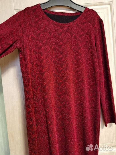 Платье бордовое блестящее 54 размер