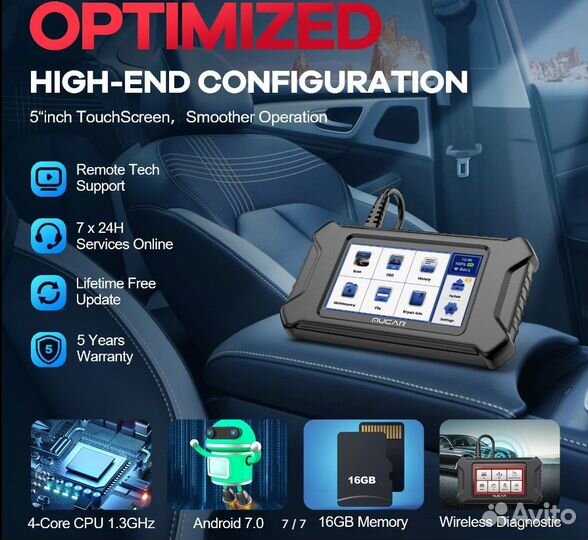 Автосканер Mucar CS99 OBD2 диагностика всех систем