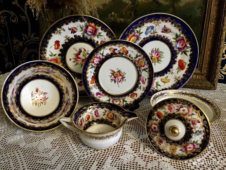 Антикварный чайный сервиз. 25 предметов. Англия