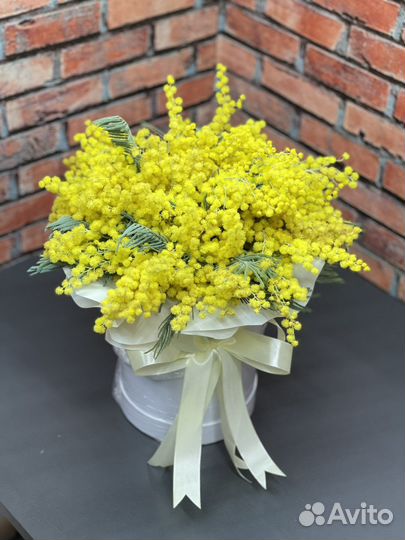Мимоза букет цветы тюльпаны