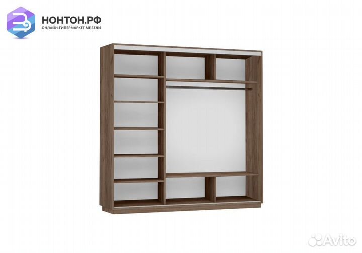 Шкаф-купе 3-х дверный с зеркалом Экспресс крафт та