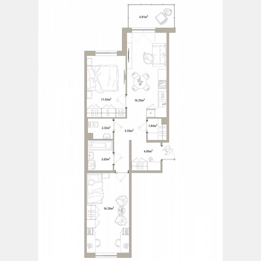 2-к. квартира, 63 м², 8/12 эт.