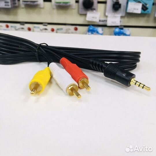 Кабель Jack 3.5 мм вилка - 3xRCA вилка,1 м