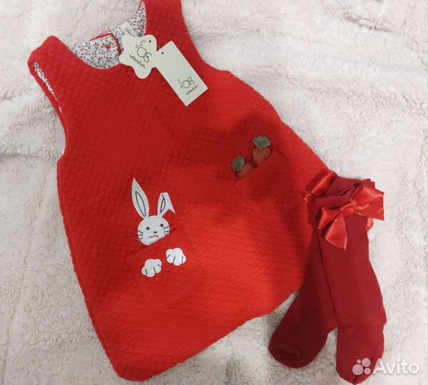 Платье стёганное и гольфы 80 размер