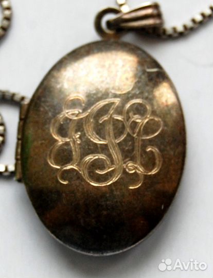 Локет с цепочкой в викторианском стиле, стерлинг