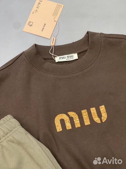 Футболка Miu Miu коричневая