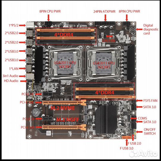 Материка X99 Dual+2х Xeon 2670v3