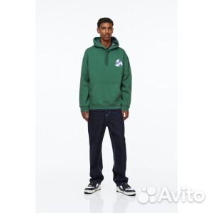 Толстовка H&M Relaxed Fit Printed Earth, зеленый