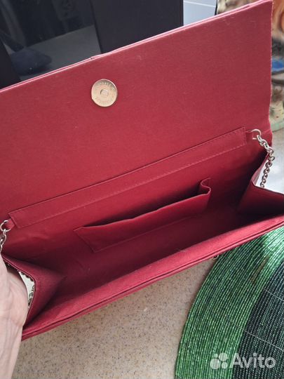 Клатч женский вишнёвый с цепочкой