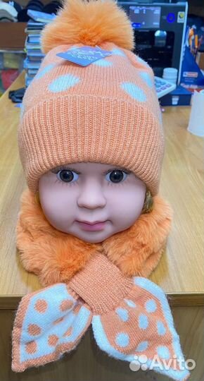Шапка и снуд для девочки 3-5 лет из Ангоры