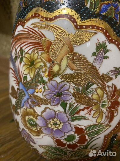 Антикварная ваза с японской карикатурой, Сацума