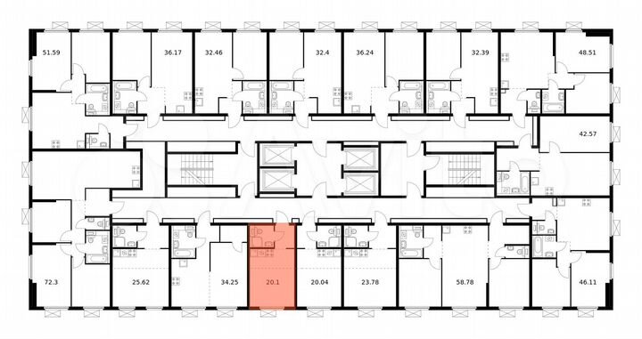 Квартира-студия, 20,1 м², 20/33 эт.