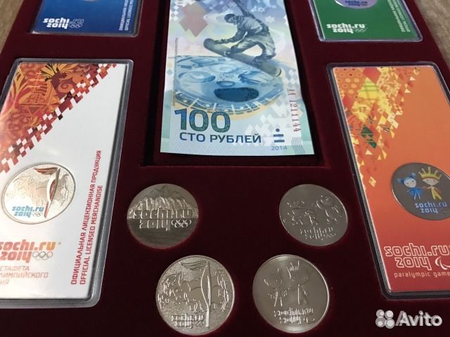 Набор памятных монет Олимпиада 2014 г. в планшете