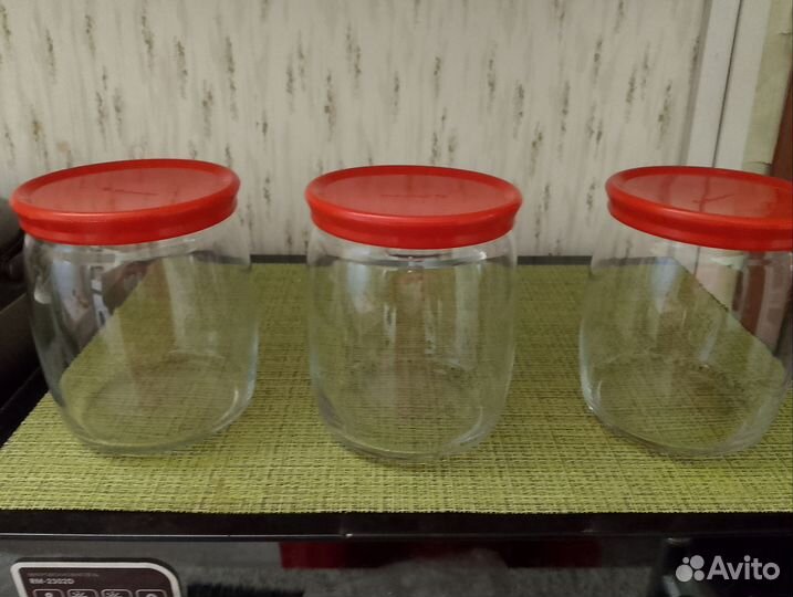 Комплект банок из 3 штдля сыпучих продуктов стекло