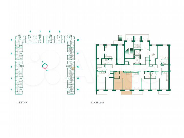 1-к. квартира, 34,3 м², 6/12 эт.