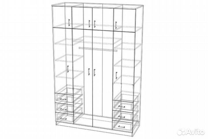 Шкаф четырехстворчатый 