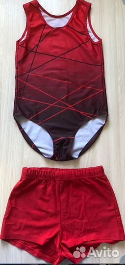 Гимнастический купальник и шорты 122 р-р