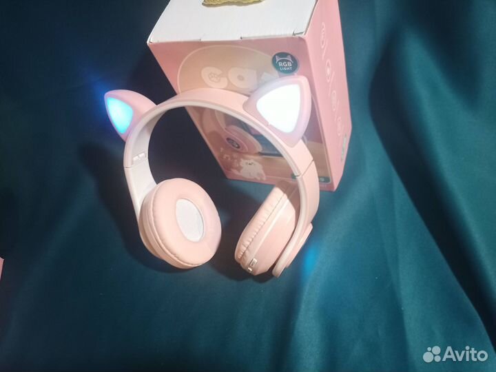 Беспроводные наушники с подсветкой,кошачьи ушки